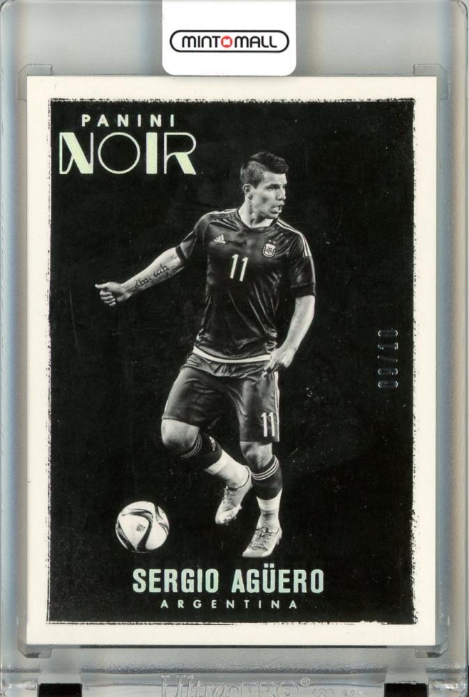2016-17 Panini Noir Sergio Aguero #5 Black and White Platinum 09/10 card from Argentina