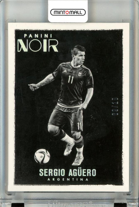 2016-17 Panini Noir Sergio Aguero #5 Black and White Platinum 09/10 card from Argentina