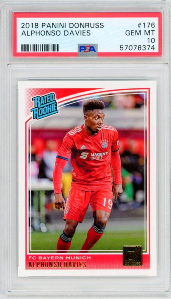 PSA10 2018 Panini Donruss Alphonso Davies Rated Rookie #176 Gem Mint graded card