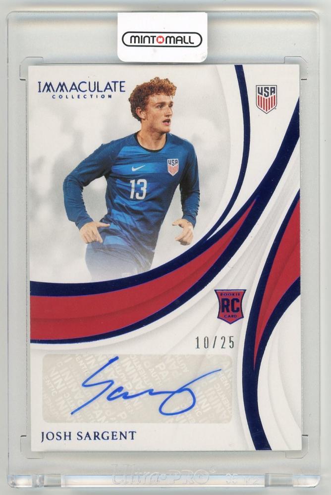 2018-19 Panini Immaculate Collection Josh Sargent Rookie Autograph Sapphire Parallel card numbered 10 of 25