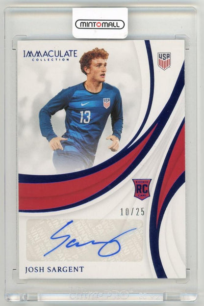 2018-19 Panini Immaculate Collection Josh Sargent Rookie Autograph Sapphire Parallel card numbered 10 of 25