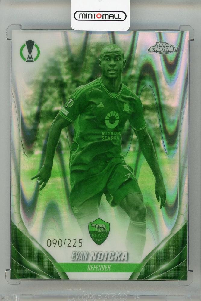 2023-24 TOPPS Chrome UEFA Club Competitions Evan Ndicka Night Vision Ray Wave Refractors card for AS Roma