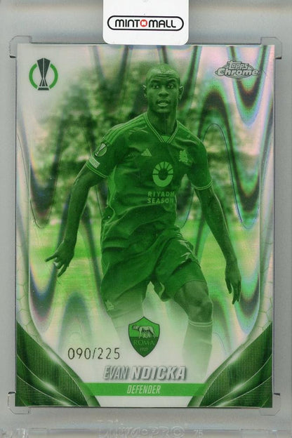 2023-24 TOPPS Chrome UEFA Club Competitions Evan Ndicka Night Vision Ray Wave Refractors card for AS Roma