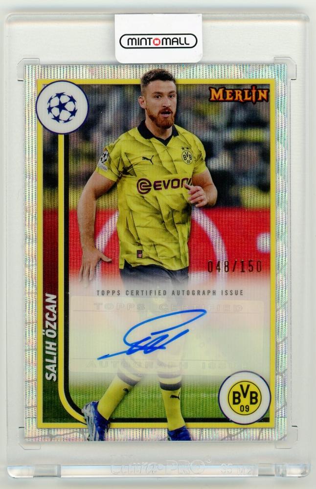 2023-24 Topps Merlin UEFA Club Competitions Salih Ozcan Autographs Wave Refractors Parallels 48 of 150 Borussia Dortmund trading card