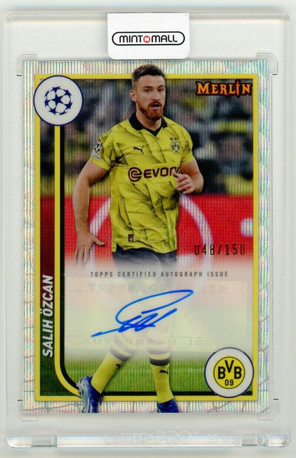 2023-24 Topps Merlin UEFA Club Competitions Salih Ozcan Autographs Wave Refractors Parallels 48 of 150 Borussia Dortmund trading card