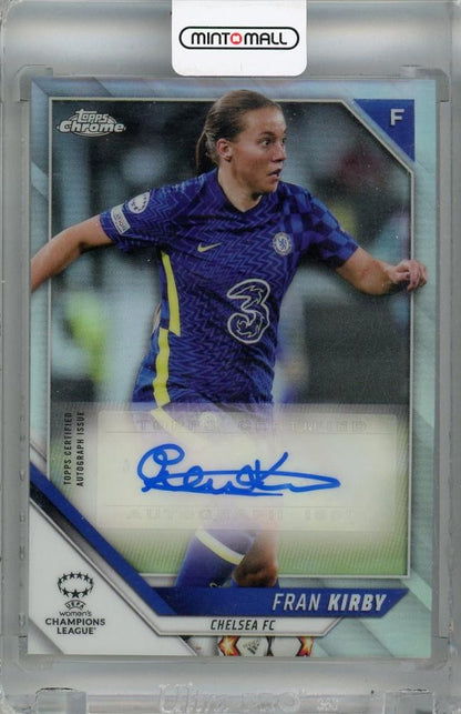2021-22 Topps Chrome UEFA Women’s Champions League Fran Kirby Chrome Autographs trading card with initial scratches