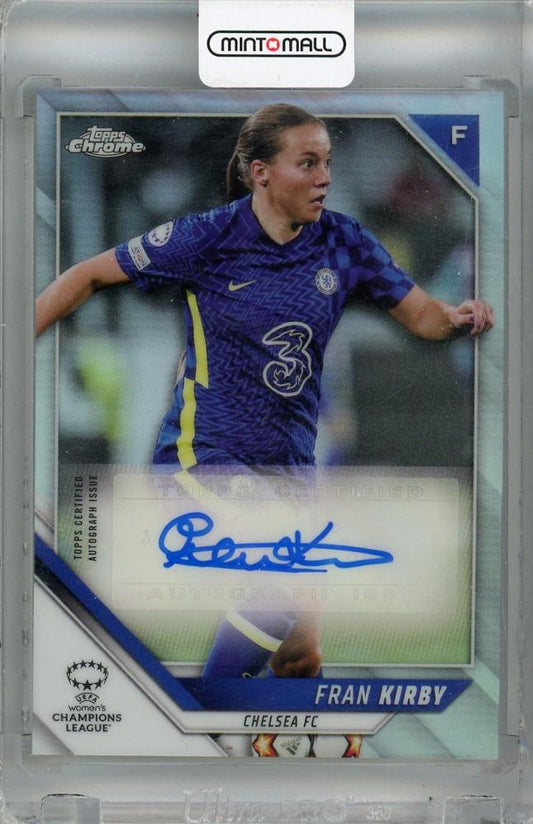 2021-22 Topps Chrome UEFA Women’s Champions League Fran Kirby Chrome Autographs trading card with initial scratches