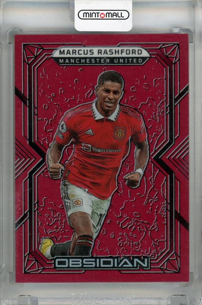 2022-23 Panini Obsidian Marcus Rashford Red Flood Electric Etch card #73 from Manchester United with initial damage