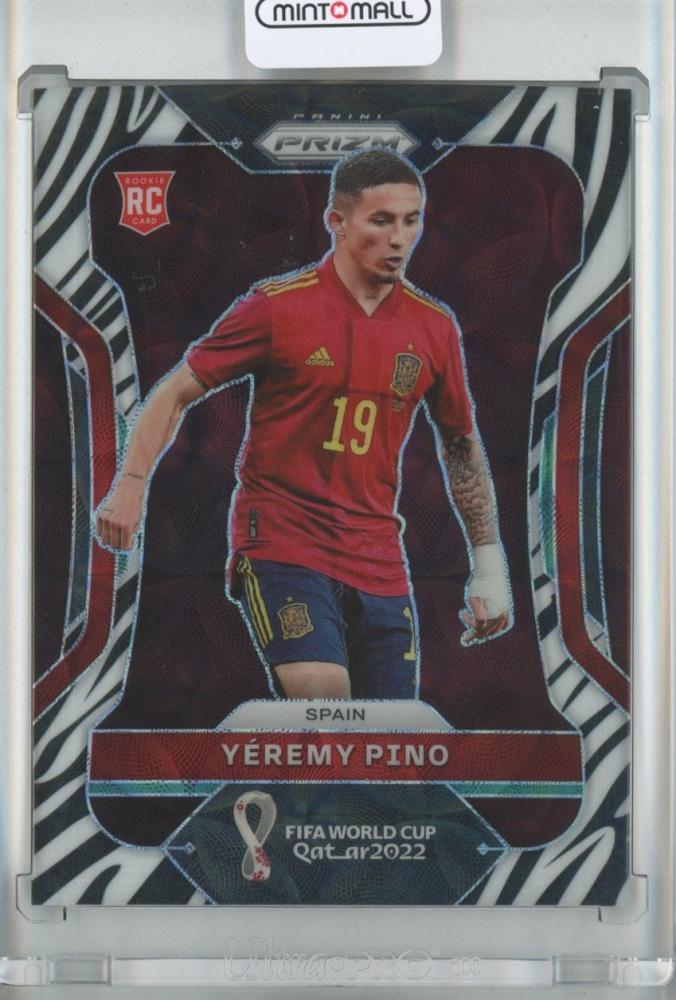 2022 Panini Prizm FIFA World Cup Qatar soccer card featuring Yeremy Pino Zebra pattern serial #229 RC