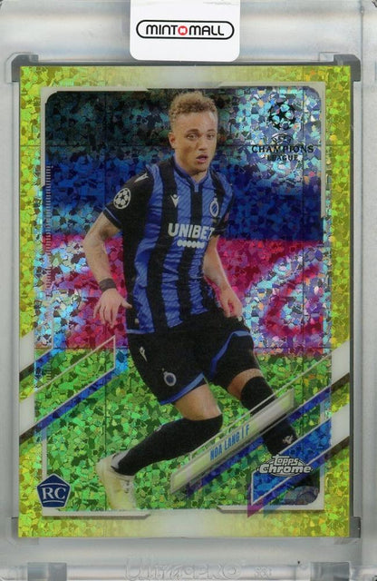 2020-21 Topps Chrome UEFA Champions League Noa Lang Club Brugge yellow mini-diamond parallel card 281 out of 299