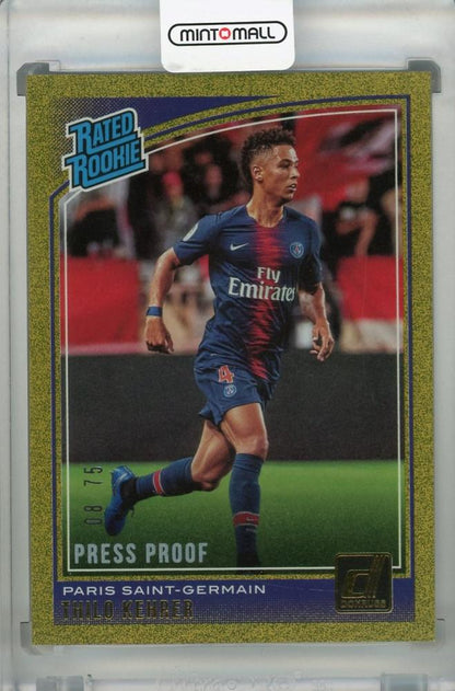 2018-19 Donruss Paris Saint-Germain Thilo Kehrer Base Rated Rookie Gold parallel card numbered 08 of 75