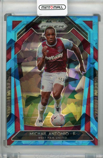 2020-21 Panini Prizm Premier League Michail Antonio Blue Ice parallel trading card number 68 of 75