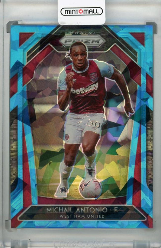 2020-21 Panini Prizm Premier League Michail Antonio Blue Ice parallel trading card number 68 of 75