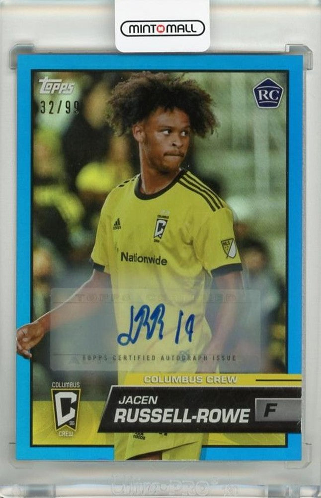 2023 Topps MLS Jacen Russell-Rowe Autographs Blue Foil Rookie Card serial number 17632 of 99
