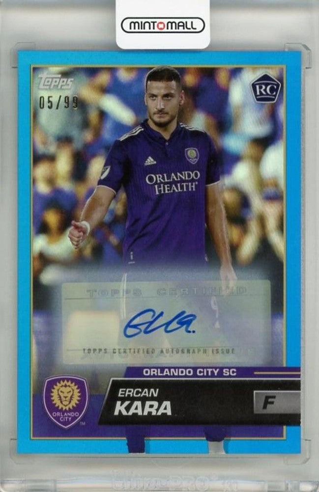 2023 Topps MLS Ercan Kara Autographs Blue Foil rookie card numbered 5505 of 99
