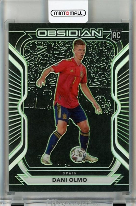 2020-21 Panini Obsidian Dani Olmo Electric Etch Green Rookie Card serial #9324/25