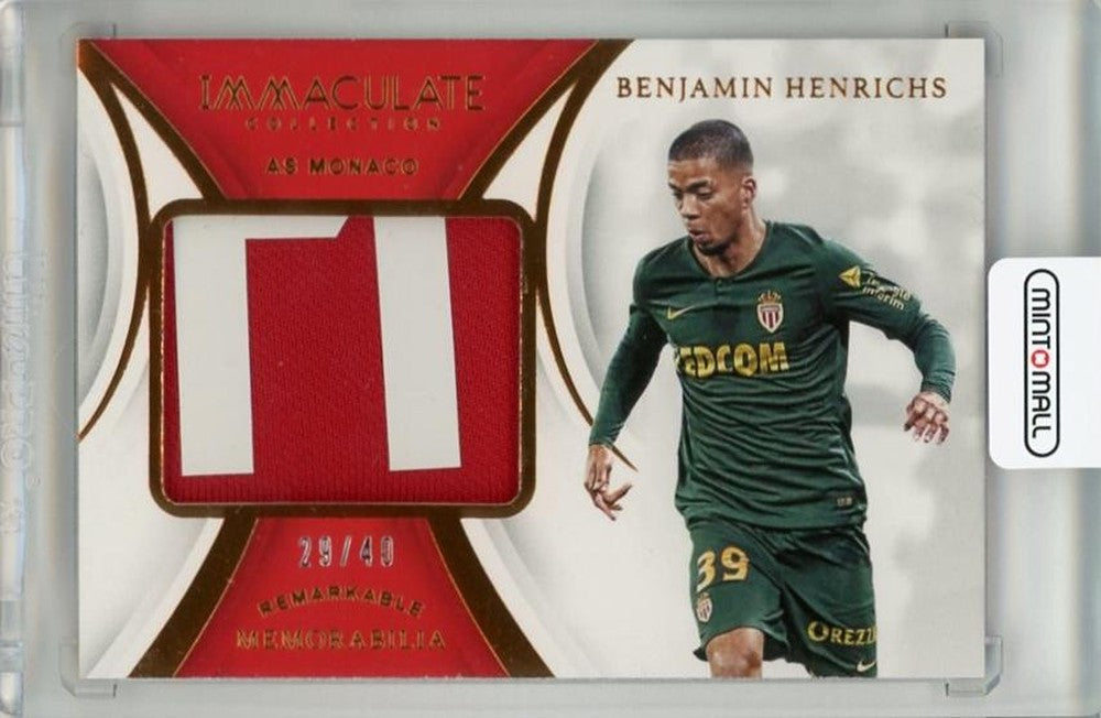 2018-19 Panini Immaculate Collection Benjamin Henrichs Remarkable Memorabilia Bronze trading card serial #629/40