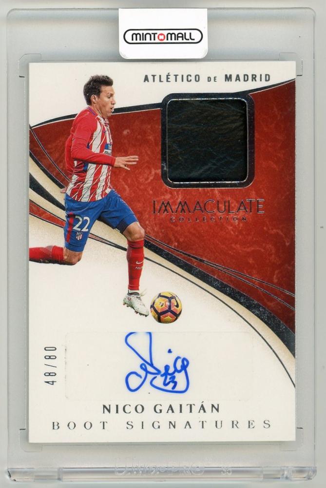 2020 Panini Immaculate Collection Nico Gaitan Boot Signatures serial number 48 of 80 card featuring Atletico de Madrid
