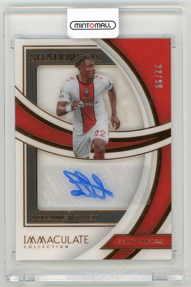2022-23 Panini Immaculate Collection Mohammed Salisu Shadowbox Signatures card serial number 22 of 99 from Southampton