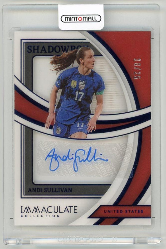 2022-23 Panini Immaculate Collection Andi Sullivan Shadowbox Signatures Sapphire Parallels card number 18 of 25 from the USA