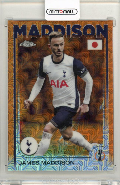 2024-25 Topps UEFA Club Competitions James Maddison Orange Mojo trading card serial 06 of 25 Tottenham Hotspur