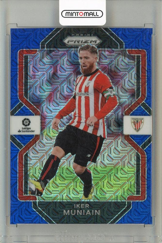 2022-23 Panini Chronicles Soccer card of Iker Muniain Blue Mojo Prizm numbered 08 of 16, Athletic Club