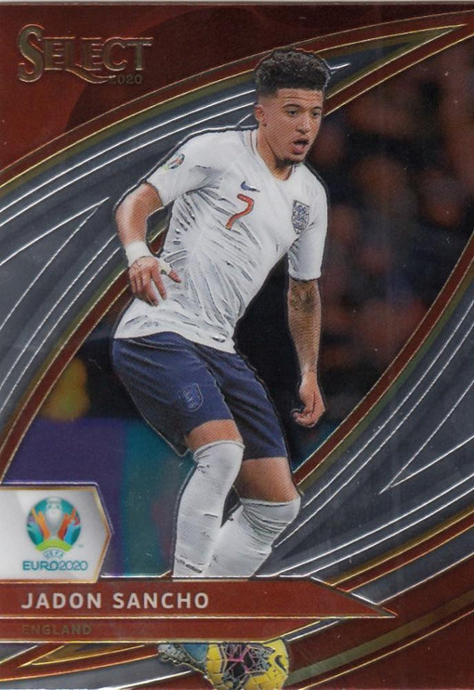 2020 Panini Select UEFA Euro Soccer card of Jadon Sancho with Field Level variations