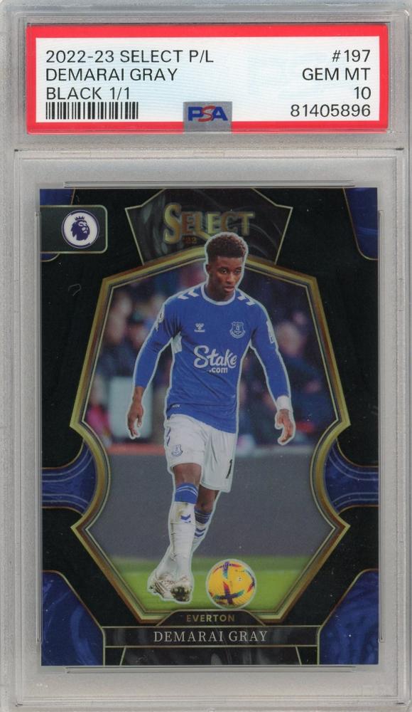 2022-23 Panini Select Premier League Demarai Gray Mezzanine Black #1971/1 PSA10 Everton trading card