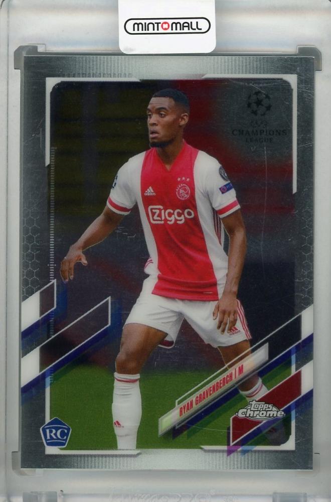 2020-21 Topps Chrome UEFA Champions League trading card of AFC Ajax player Ryan Gravenberch Base version