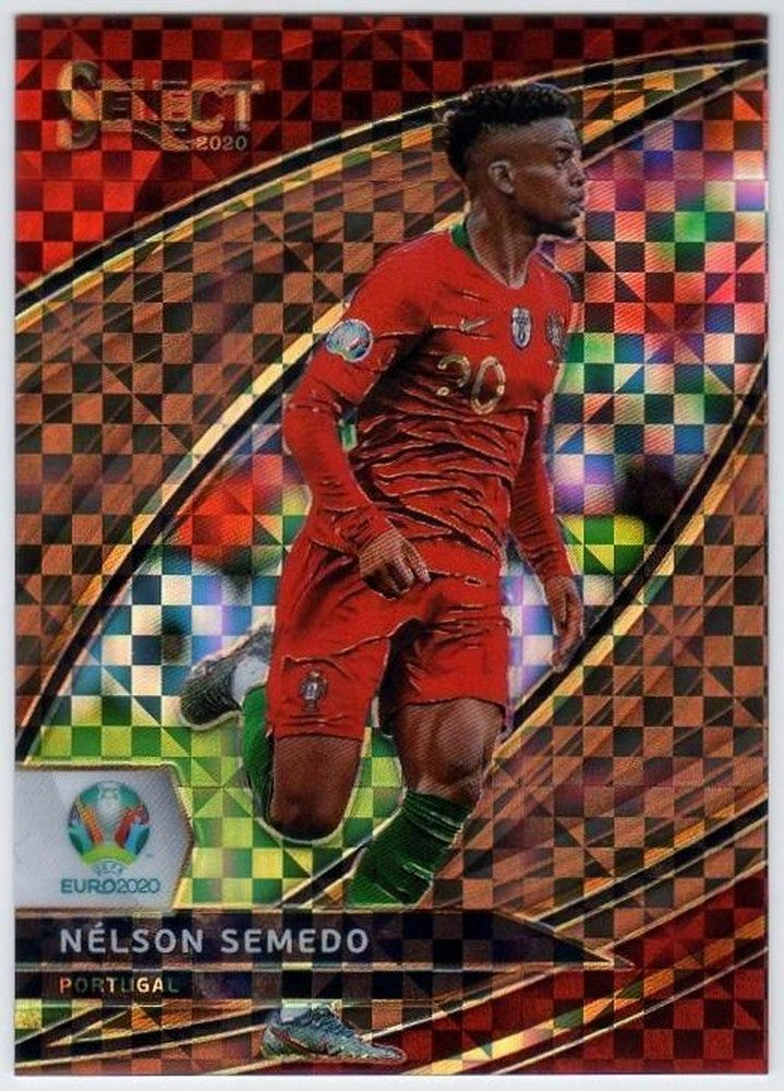 2020 Panini Select UEFA EURO Soccer card of Nelson Semedo No.208 in PRIZM parallel numbered 18 out of 49
