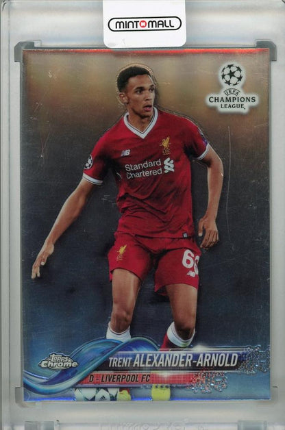 2017-18 Topps Chrome UEFA Champions League trading card featuring Liverpool FC player Trent Alexander-Arnold base set