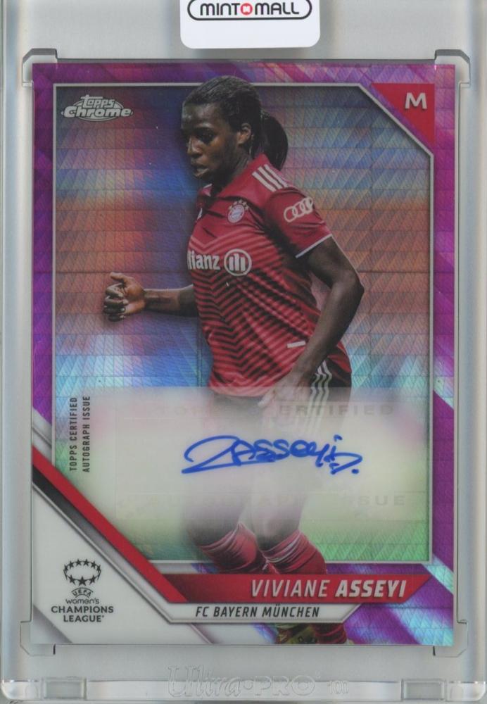 2021-22 Topps Chrome UEFA Women’s Champions League Viviane Asseyi Pink Prism Autograph Soccer Card #113/150
