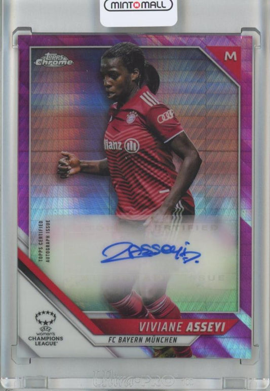 2021-22 Topps Chrome UEFA Women’s Champions League Viviane Asseyi Pink Prism Autograph Soccer Card #113/150