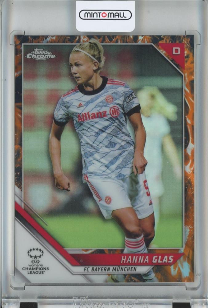 2021-22 Topps Chrome UEFA Womens Champions League soccer trading card of Hanna Glas number 42 serial 36 of 75
