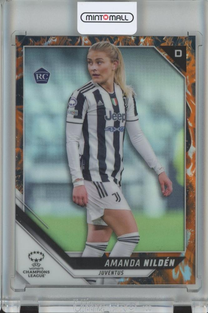 2021-22 Topps Chrome UEFA Women’s Champions League Amanda Nilden Base/Inferno soccer card serial 23 of 75