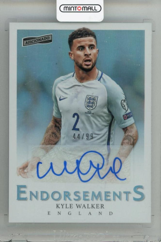 2016-17 PANINI Aficionado Kyle Walker Endorsements trading card numbered 3844 out of 99 featuring England