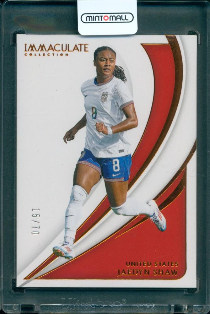 2024-25 Panini Immaculate Soccer Jaedyn Shaw Base card serial number 15 of 70 from United States