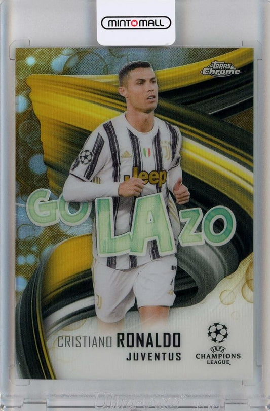 2020-21 Topps Chrome UEFA Champions League Cristiano Ronaldo Gold Bubbles Refractors trading card #100