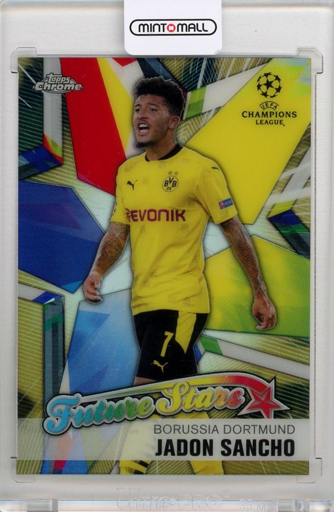 2020-21 Topps Chrome UEFA Champions League Jadon Sancho Future Stars Gold Refractors card number 23 of 50