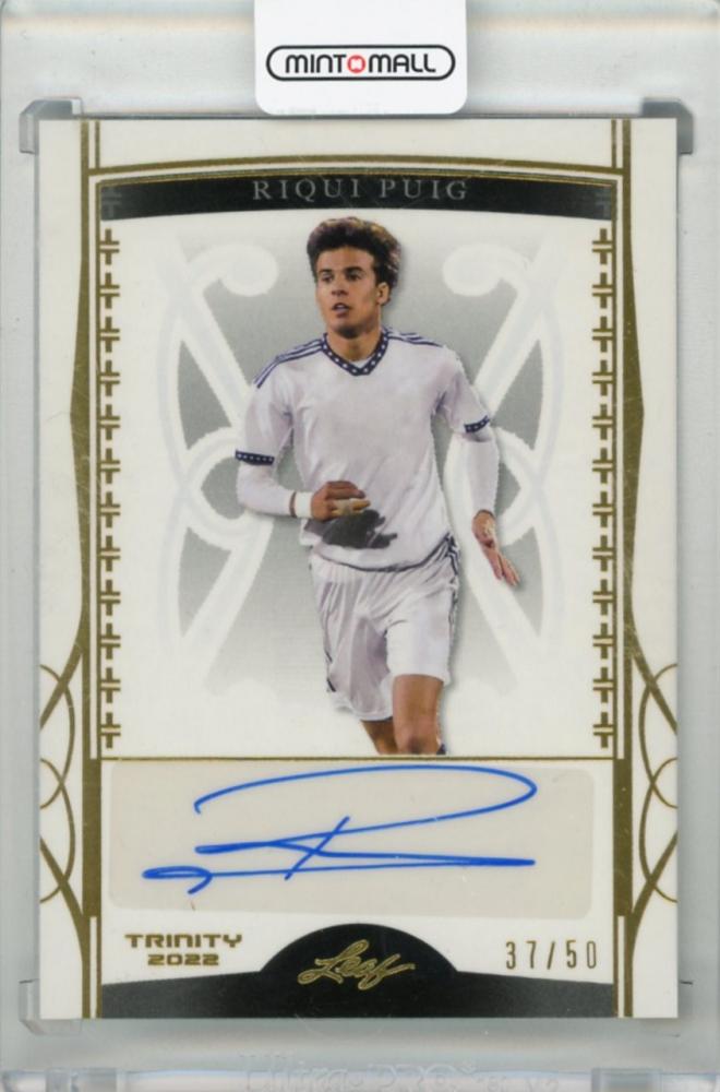 2022 LEAF Trinity Riqui Puig Autographs Gold Foil card serial #BARP137/50 showing autograph