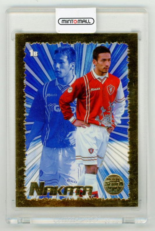 1999 MERLIN Serie A parallel gold Hidetoshi Nakata collectible card numbered 1 out of 100