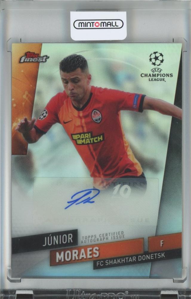 2019-20 Topps Finest UEFA Champions League soccer card of Junior Moraes with Finest Autographs signature