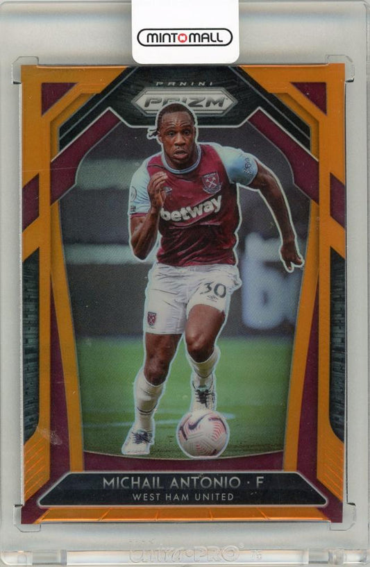 2020-21 Panini Prizm Premier League Soccer card Michail Antonio Orange Prizms numbered 23 of 25 West Ham United
