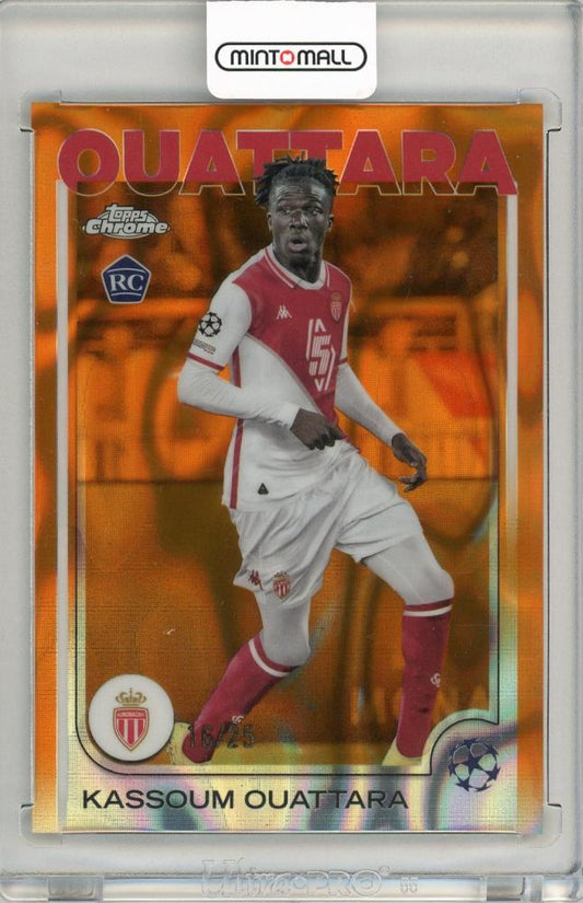 2024-25 Topps Chrome UEFA Club Competitions Kassoum Ouattara Orange Lava Refractor numbered 16 of 25 from AS Monaco