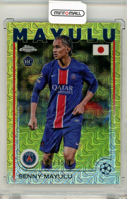 2025 Topps UEFA Japan Edition trading card featuring Senny Mayulu serial number 059/150