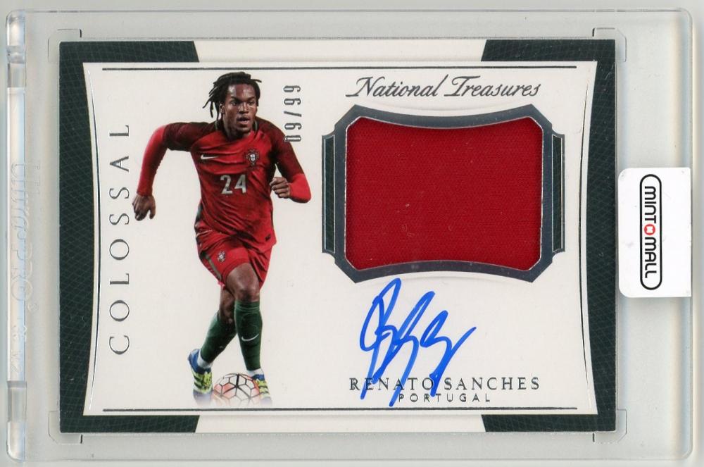 2018 Panini National Treasures Renato Sanches Colossal Jersey Autographs card numbered 9 out of 99 with on-card autograph and jersey piece