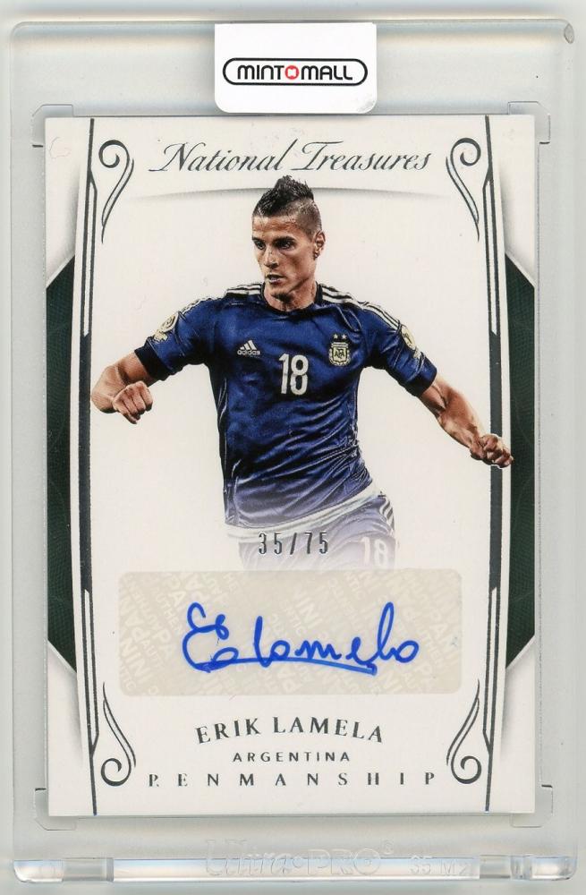 2018 Panini National Treasures Erik Lamela Penmanship Autographs card serial 35 of 75 from Argentina