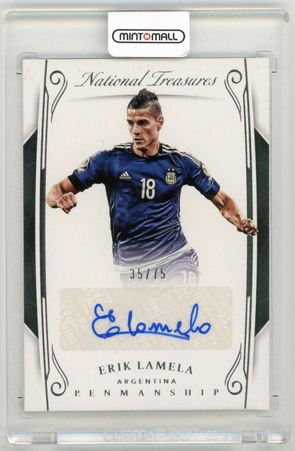 2018 Panini National Treasures Erik Lamela Penmanship Autographs card serial 35 of 75 from Argentina