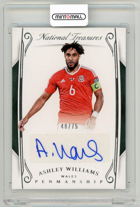 2018 Panini National Treasures Ashley Williams Penmanship Autographs card serial number 48 out of 75 from Wales