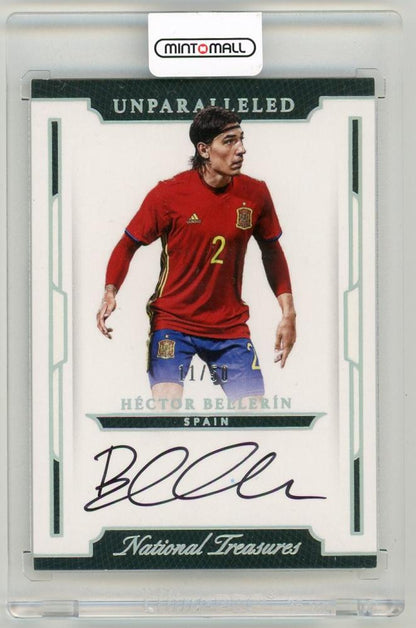 2018 Panini National Treasures Hector Bellerin autograph card serial numbered 11 of 50 from Spain